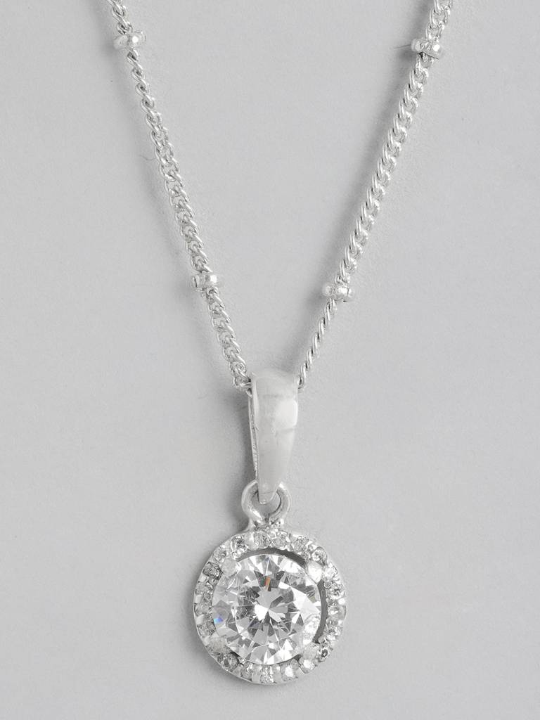 92.5 Silver White Zircon Loop Necklace : U100SG005MY047