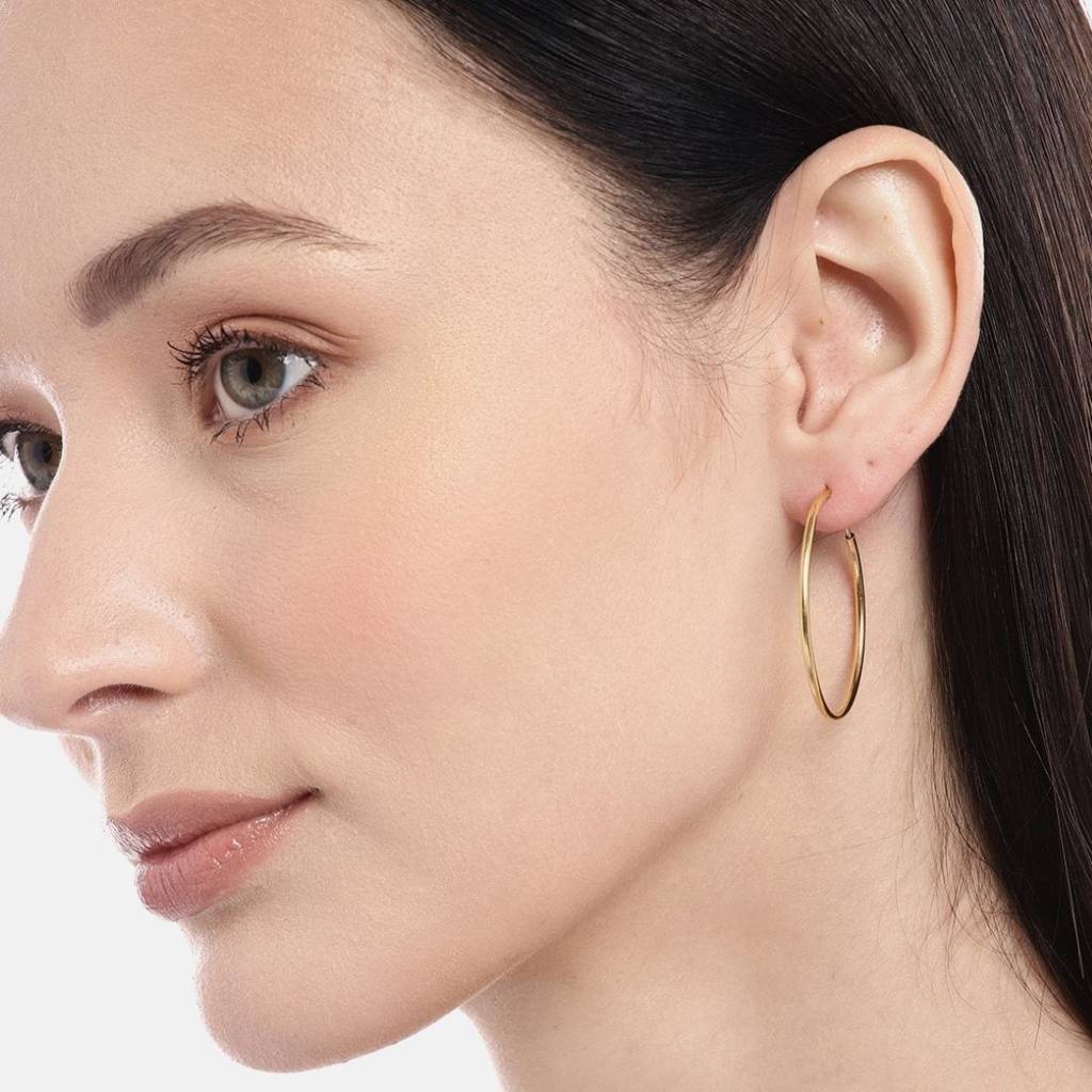Great Golden Hoops 925 Sterling Silver Earrings : EAR-20451-G