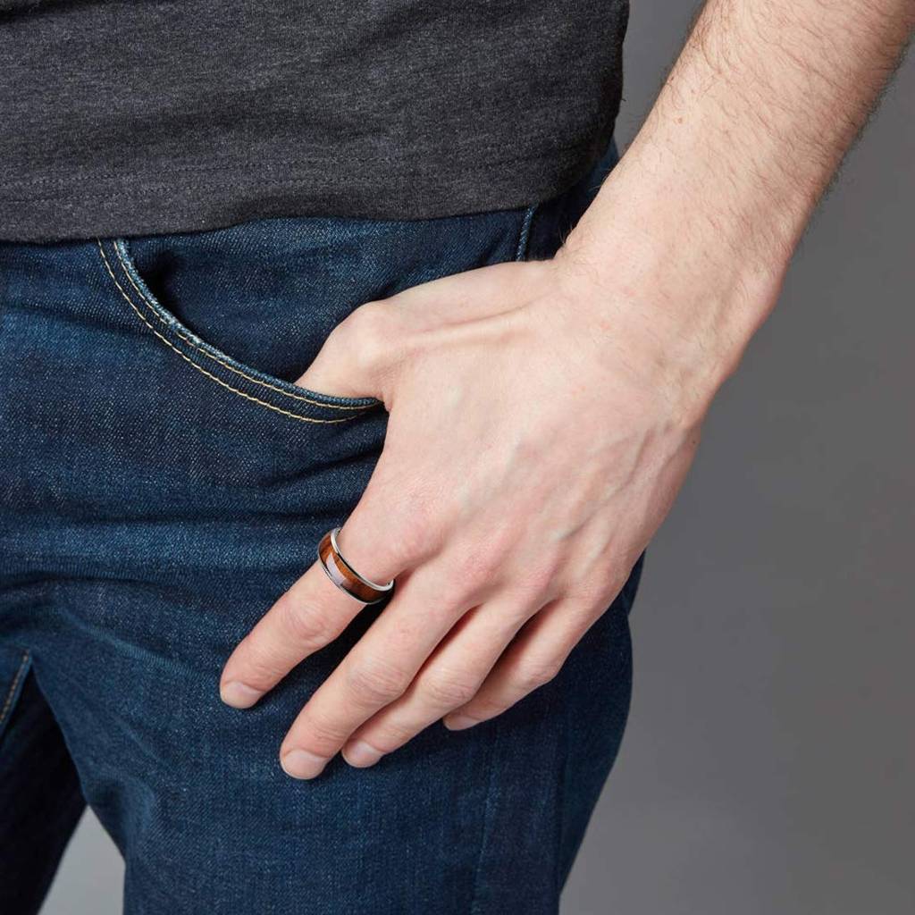 8Mm Santos Rosewood Wood Titanium Band For Men Engagement Ring : PX8R05-9