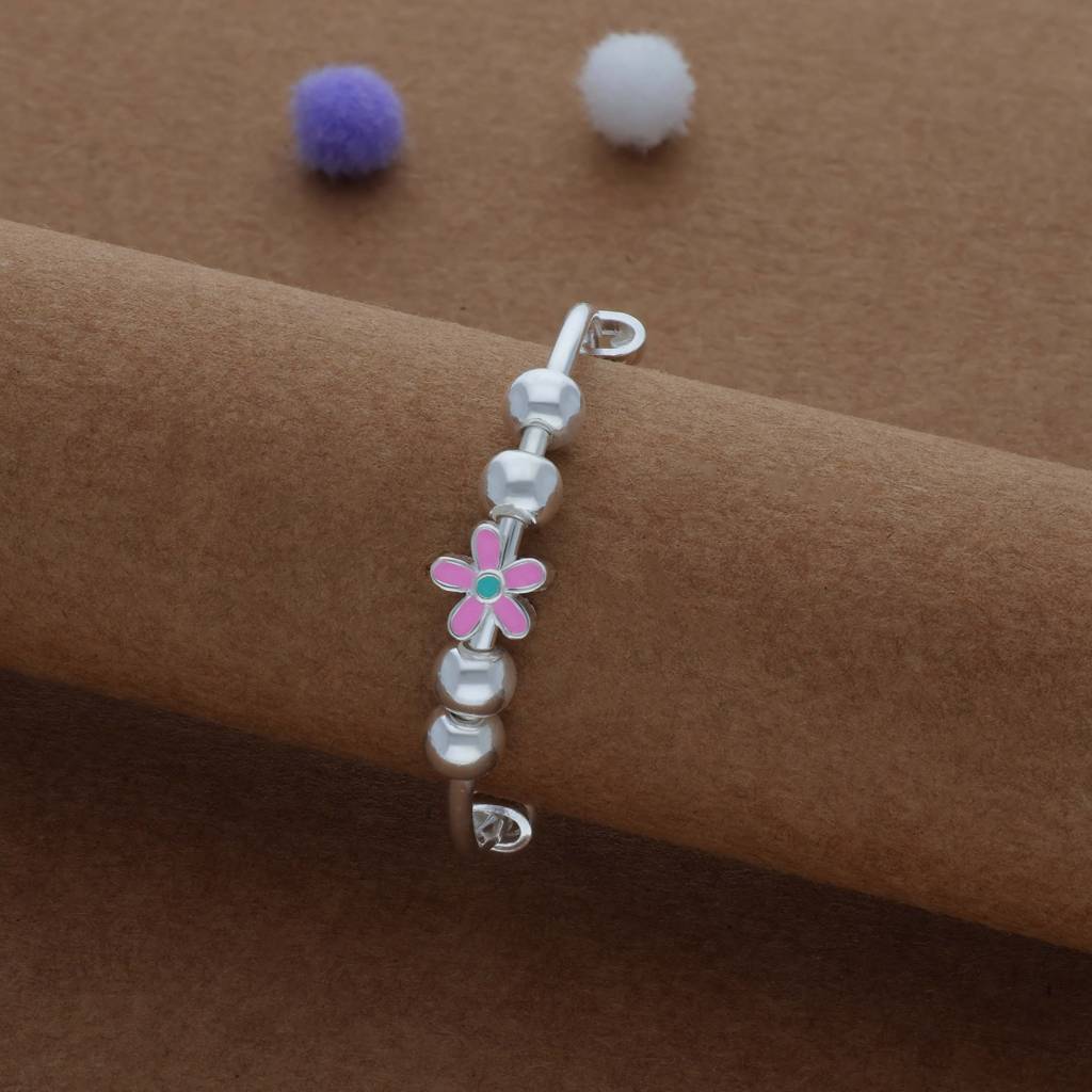 Iyal Marigold Kid Silver Bangles (0–3 Yrs) | 999 Hallmark | Adjustable Daily Wear Baby Kada : KB-CC-RH-A-156-P