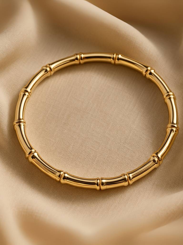 Bamboo Full Cuff Bracelet In 18K Gold | Anti-Tarnish, Everyday Jewelry : ATB615BFC