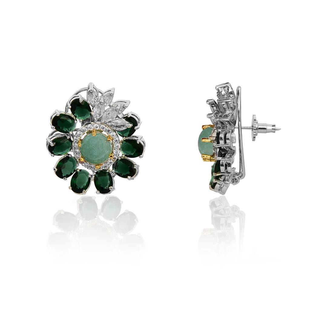 Shades Of Green Flower Earring : IE894A