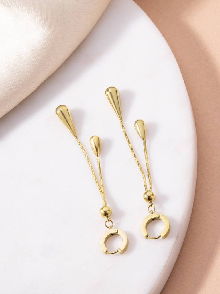 Waterdrop Chain Dangle Earrings For Women - Waterproof & Anti-Tarnish : ER0011