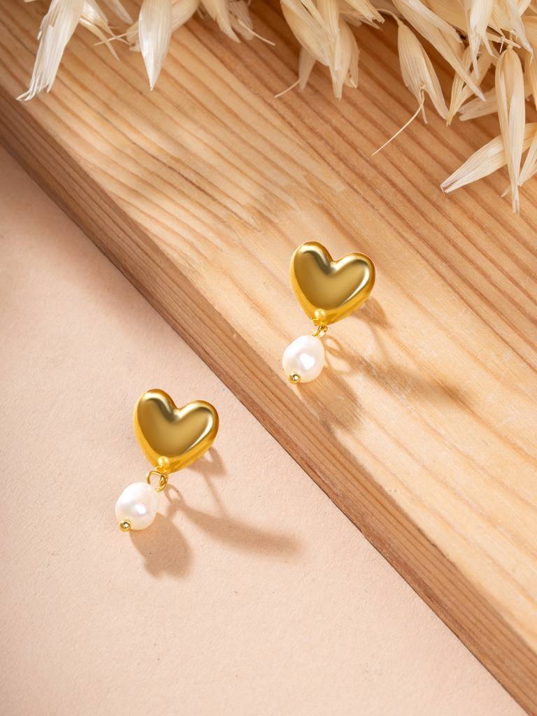 Palmonas Heartcore Pearl Drop Earring For Women - Waterproof & Anti-Tarnish : ER0224