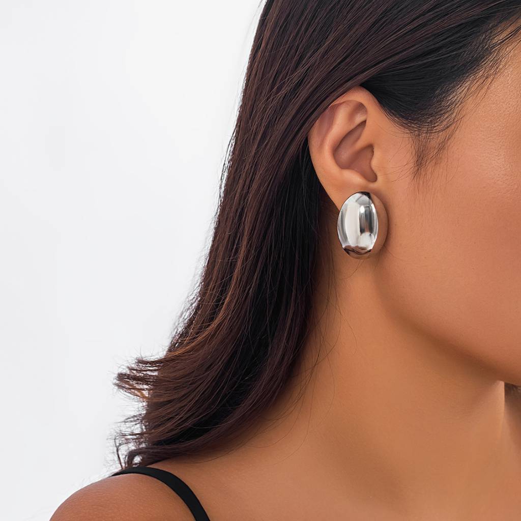 18K Plated Waterproof Antitarnish Dome Shaped Stud Earrings : AMG0624E3431S