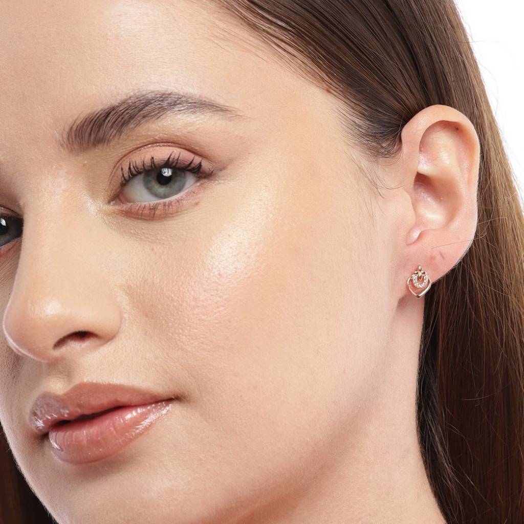 Radiant Rose Gold Glow Cz Rose Gold-Plated 925 Sterling Silver Earrings : EAR-20574-RG