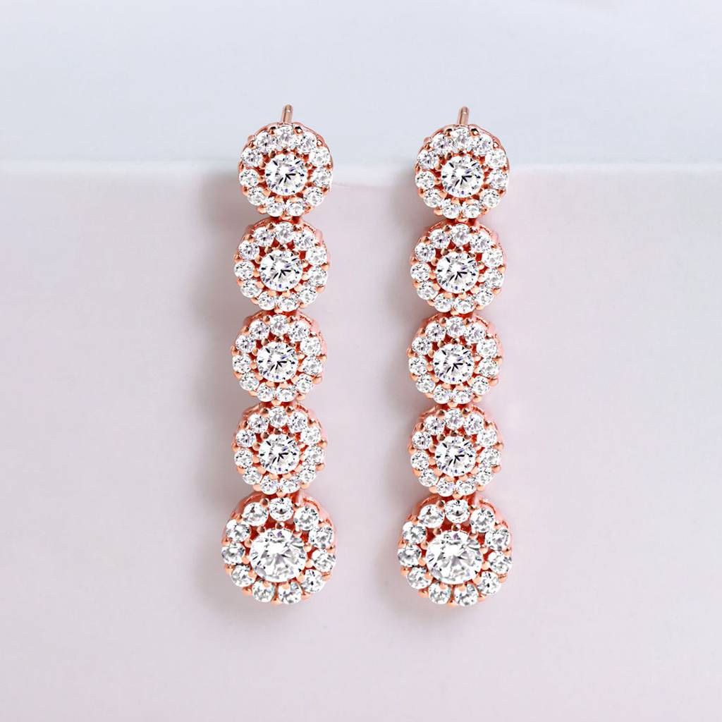 Flowing Elegance Rose Gold Plated 925 Sterling Silver Earrings : EAR-20858-RG