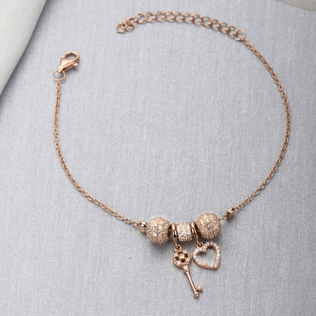 Key To The Heart 925 Silver Bracelet : BR-80010