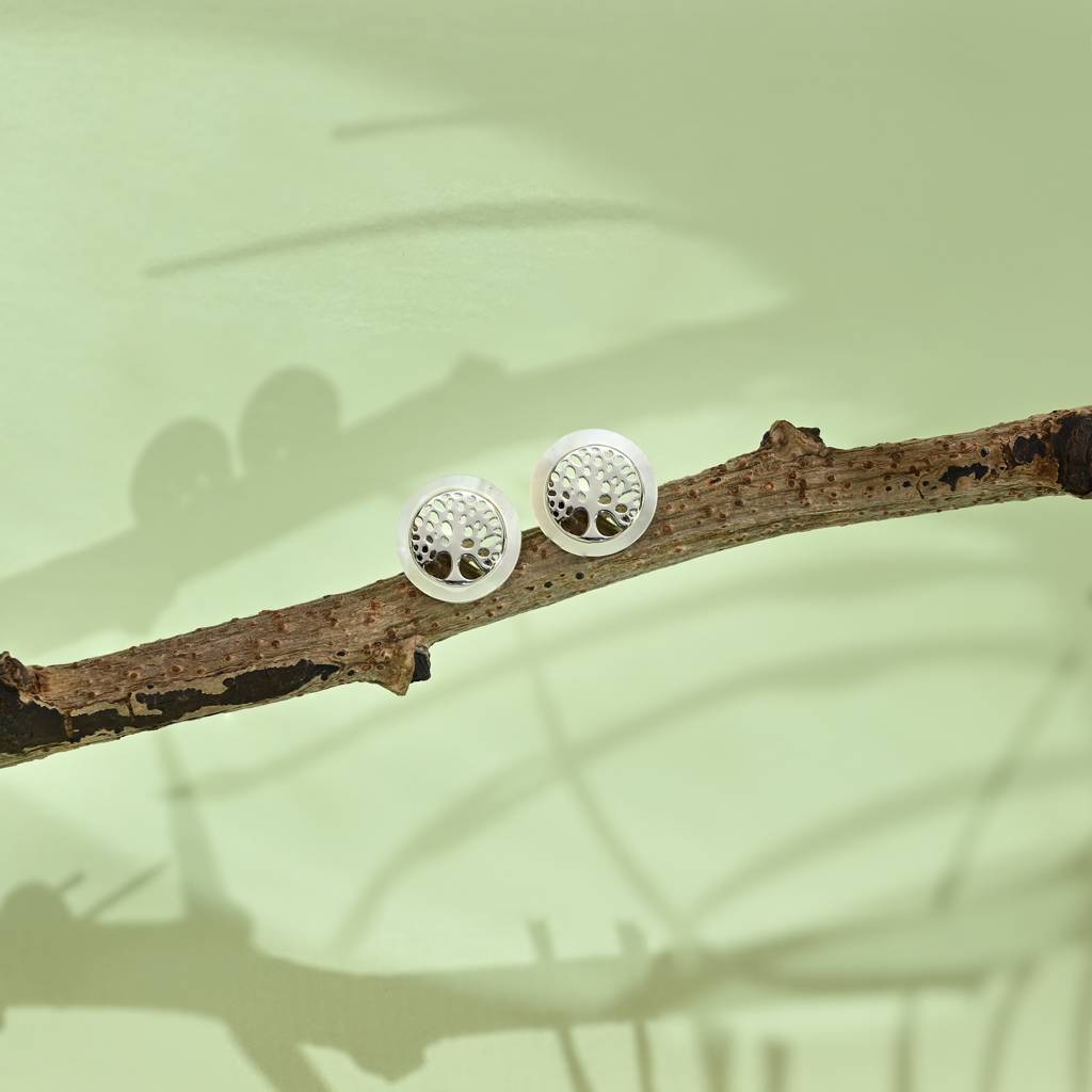Tree Of Life Silver Studs : FGER490