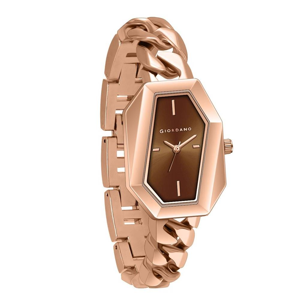 Giordano Stylish Analog Watch For Women Â Hexagon Dial, Trendy Chain Link Stainless Steel Strap, Elegant Dress : GZ-60122-11
