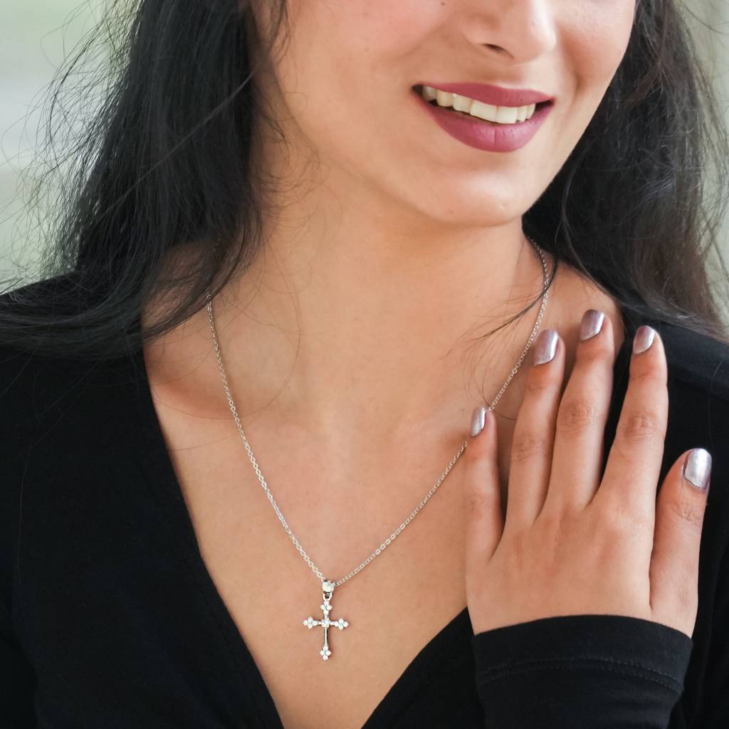 925 Silver Holy Cross Pendant Chain : IS-NC-PC-1153