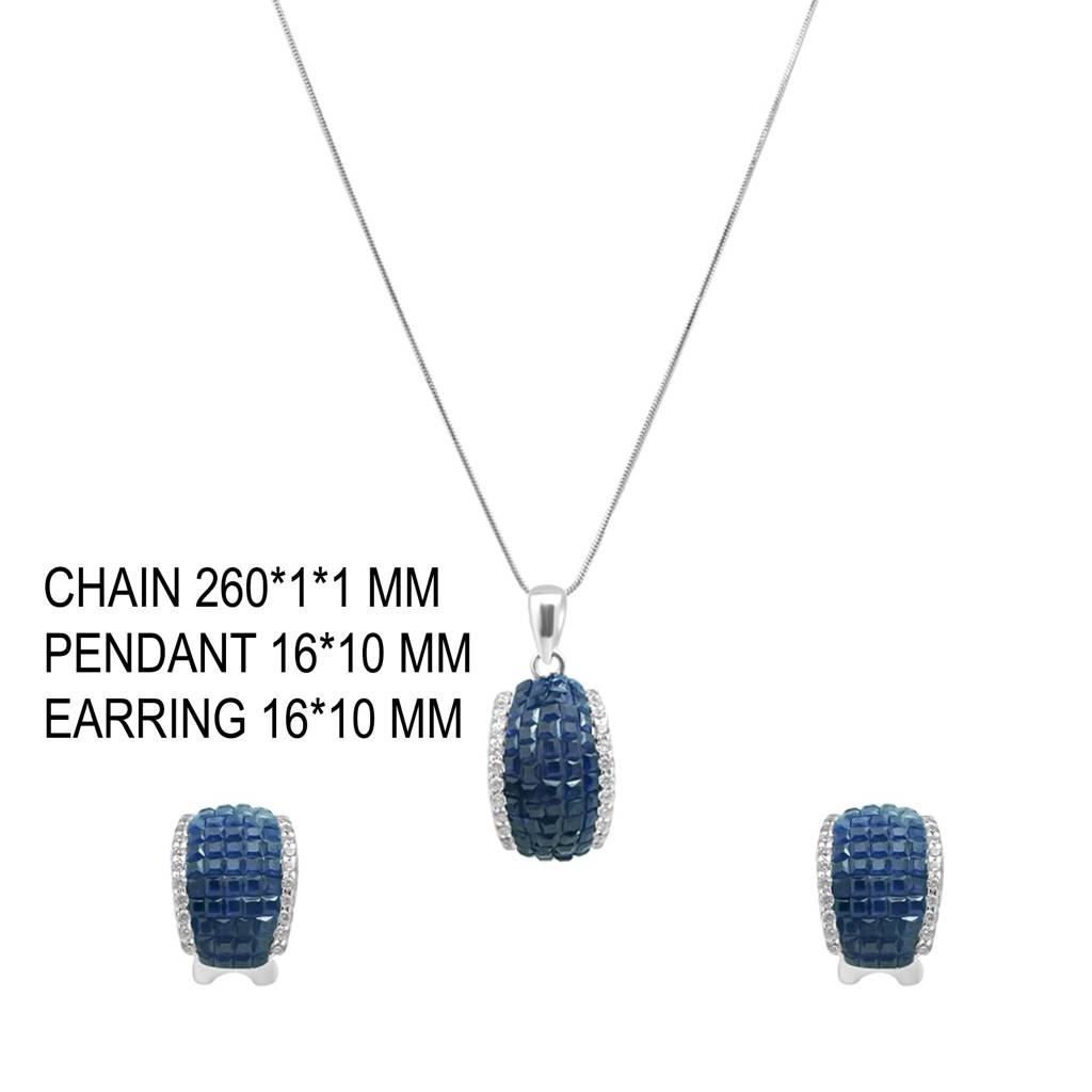 925 Pure Silver Elegant Chain Pendant Set : CPS1004