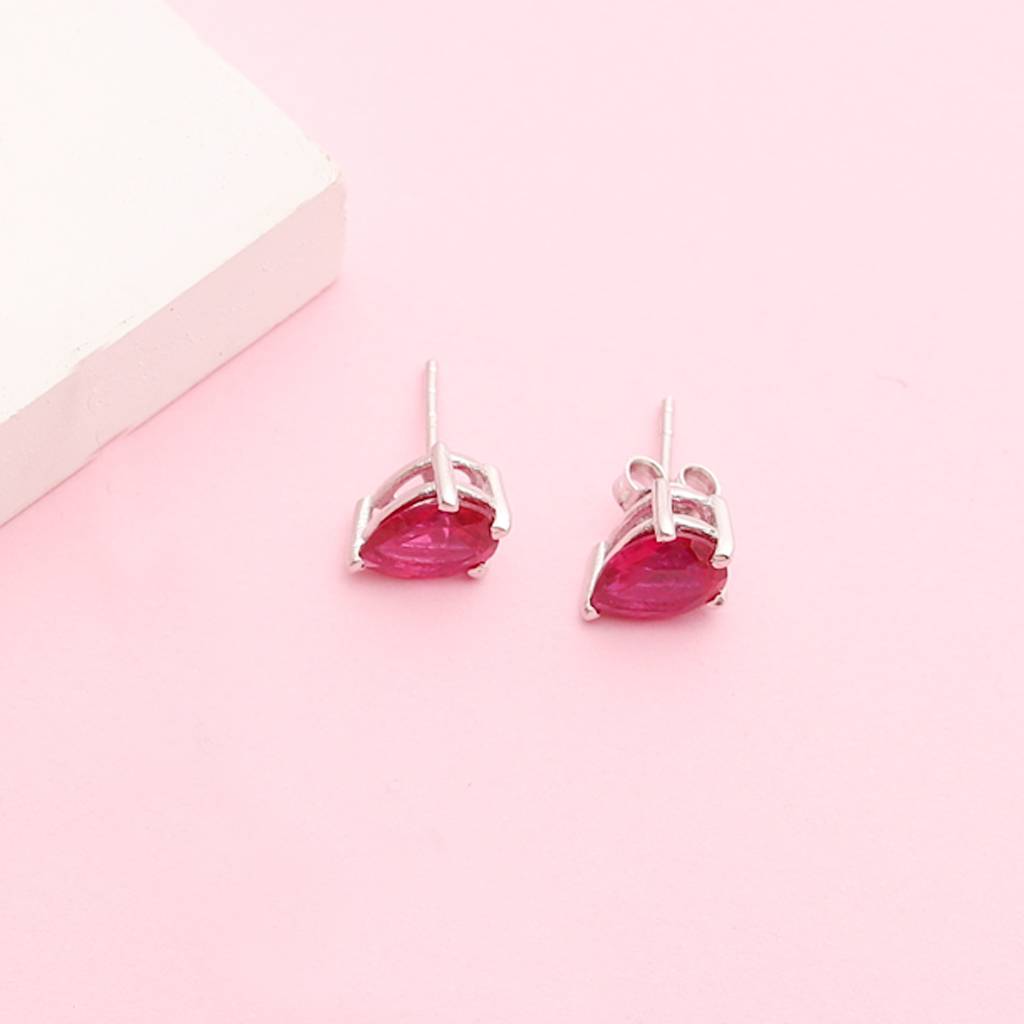 Iski Uski 925 Sterling Silver Ruhi Ruby Drop Earrings