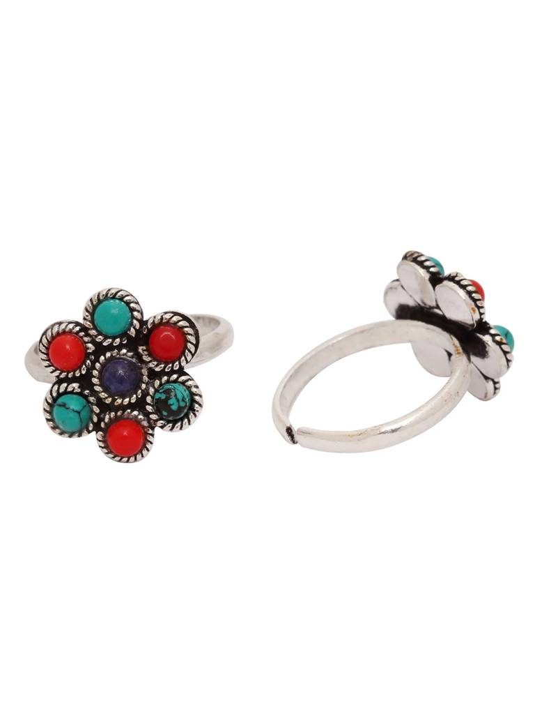 Silver Colorful Flower Toe Ring : U100SO006TR0264