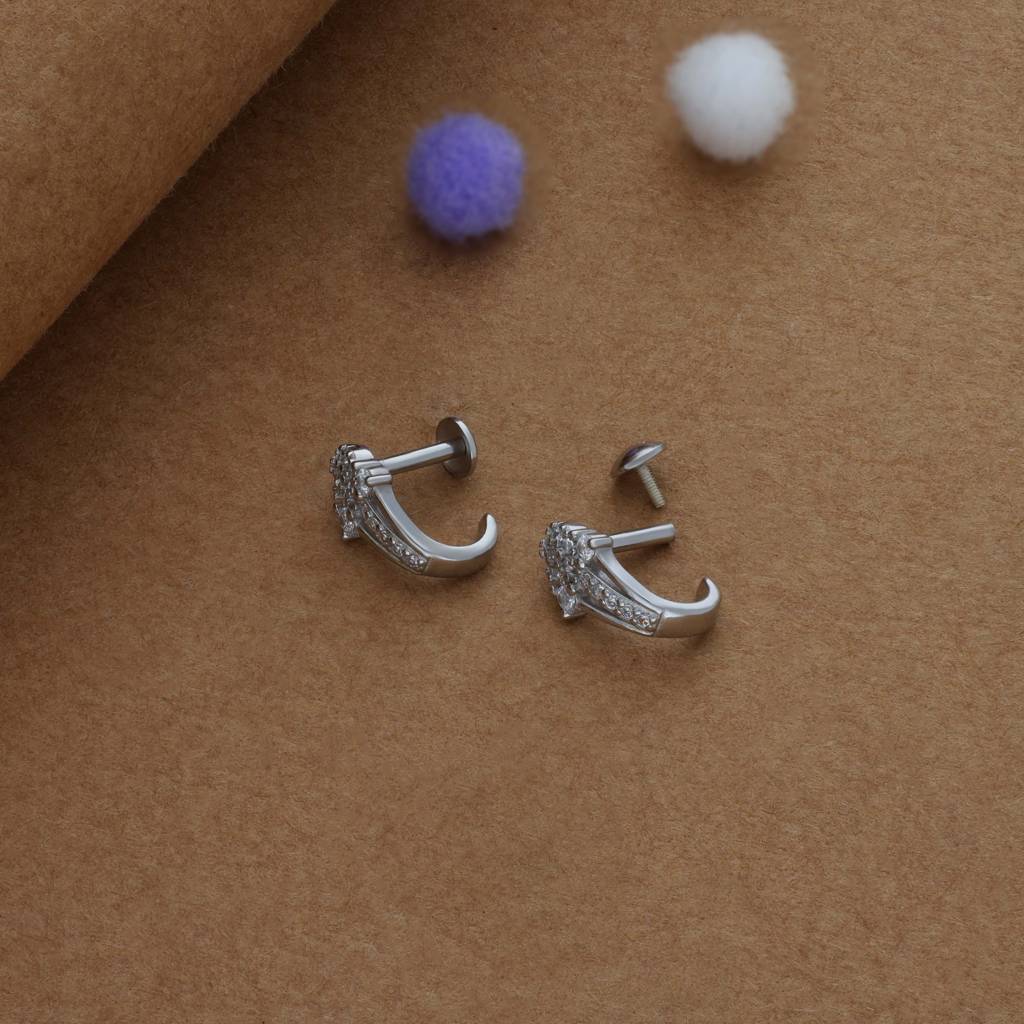 Iyal Eternal Glow Silver J Type Women Earring : EA-JT-RH-A-113-P