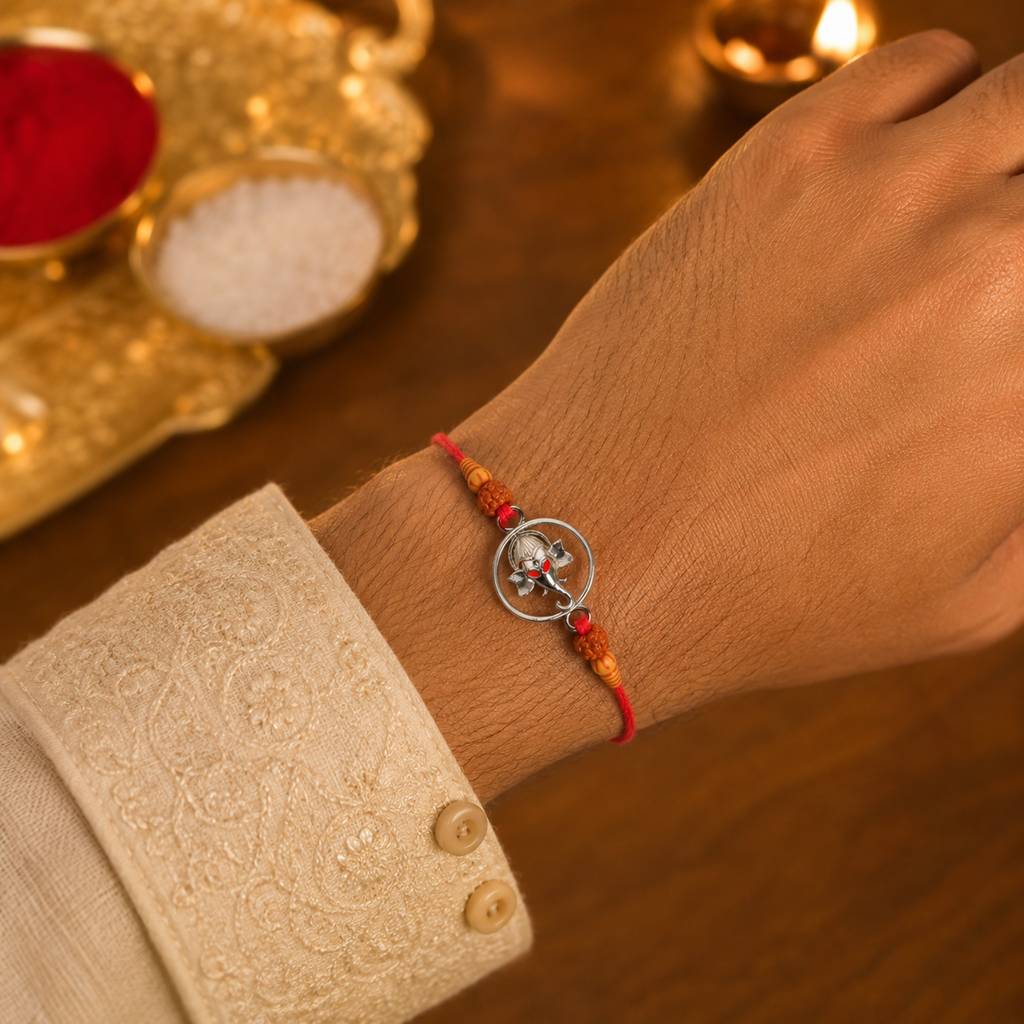925 Sterling Silver Premium Ganesh Rakhi Combo : TWIN042