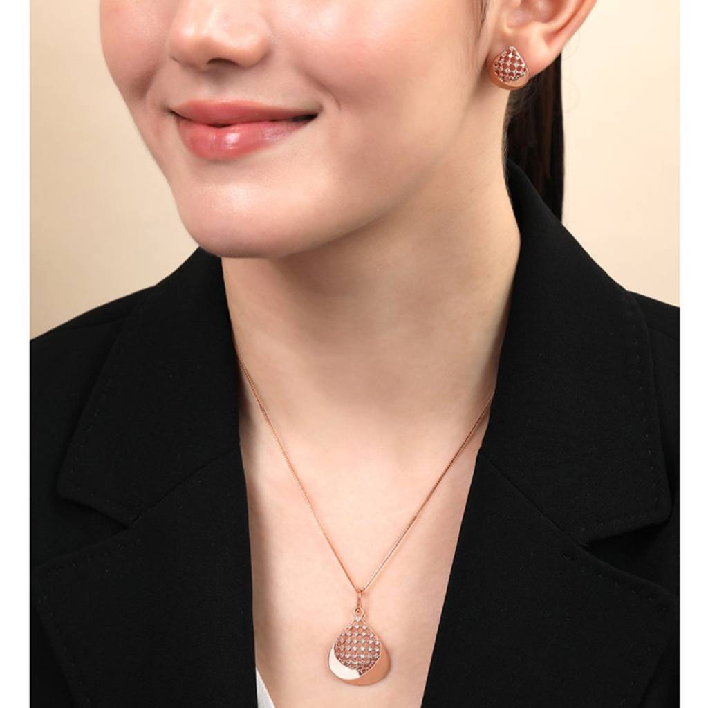 Chic Ensemble Rose Gold Plated 925 Sterling Silver Jewelry Set : JS-70199-C-RG