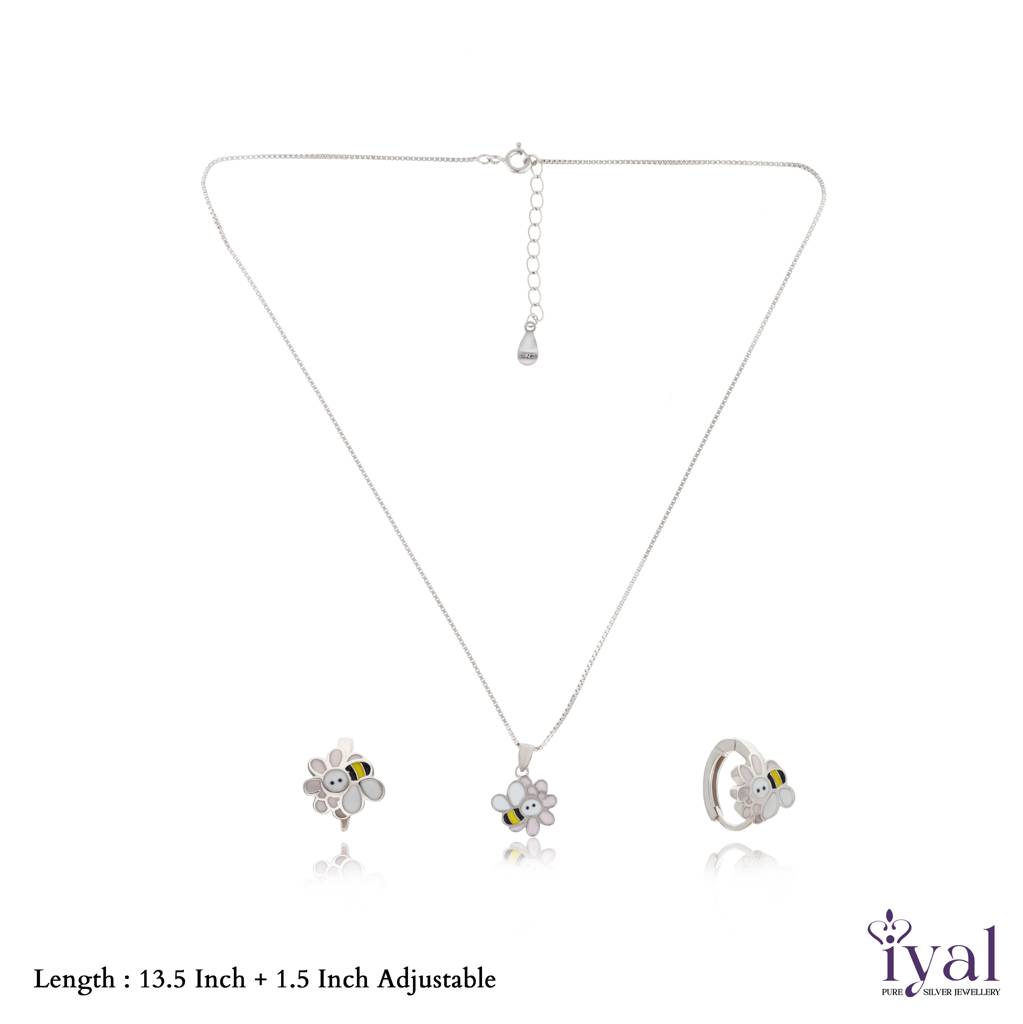 Cute Honey Bee 925 Silver Kids Chain Pendent Set(3+ Yrs) : KP-180