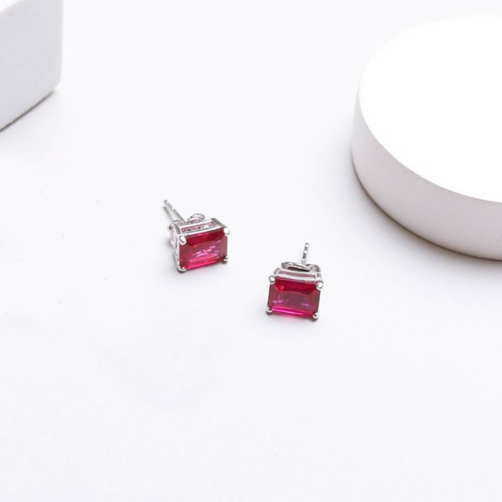 Iski Uski 925 Sterling Silver Alicia Ruby Drop Earrings