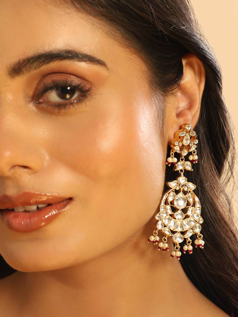 22K Gold Plated Serenoor Pearl Chandbali Earrings : YI24A0469E