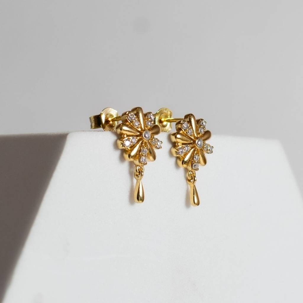 Positivity Drop Studs| Pure Silver With Thickest Gold Layer : TSER-POS-18G-50008