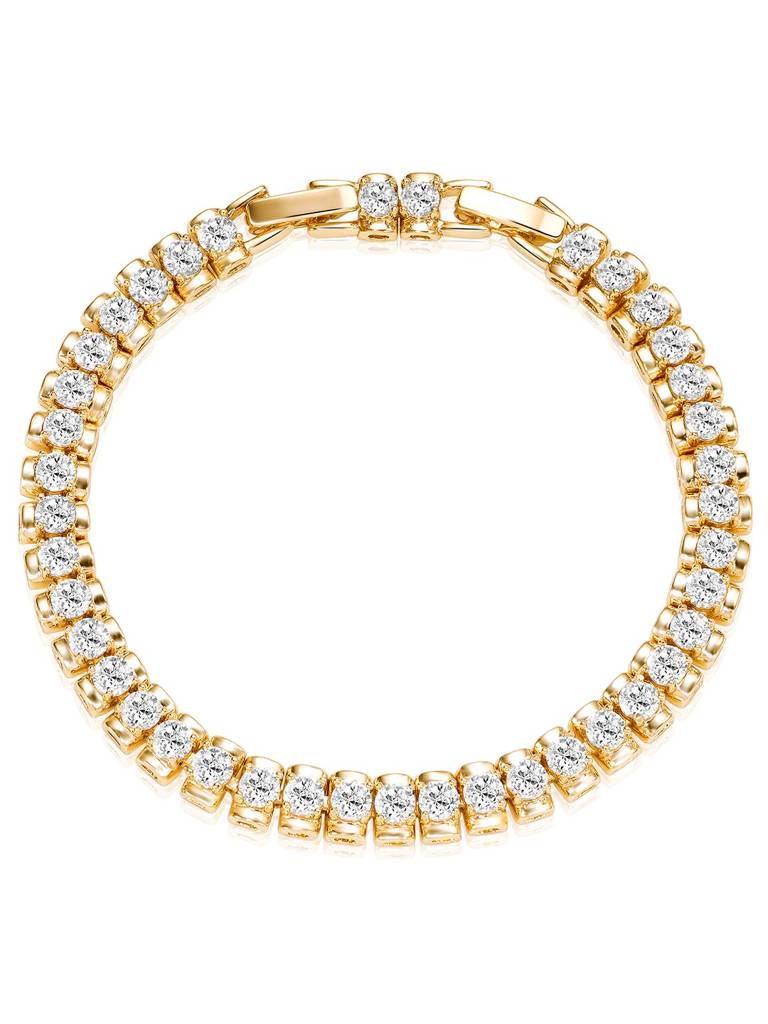 Gold Plated White Crystals Studded Openable Bracelet : PF9TB39G