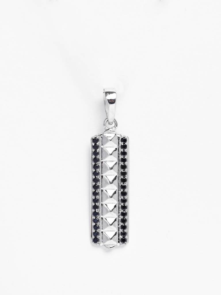 925 Silver Platinum Plated Swiss Zircon Pyramid Men Pendant Without Chain Gift For Men & Boys : CSMNP31_NOCHAIN