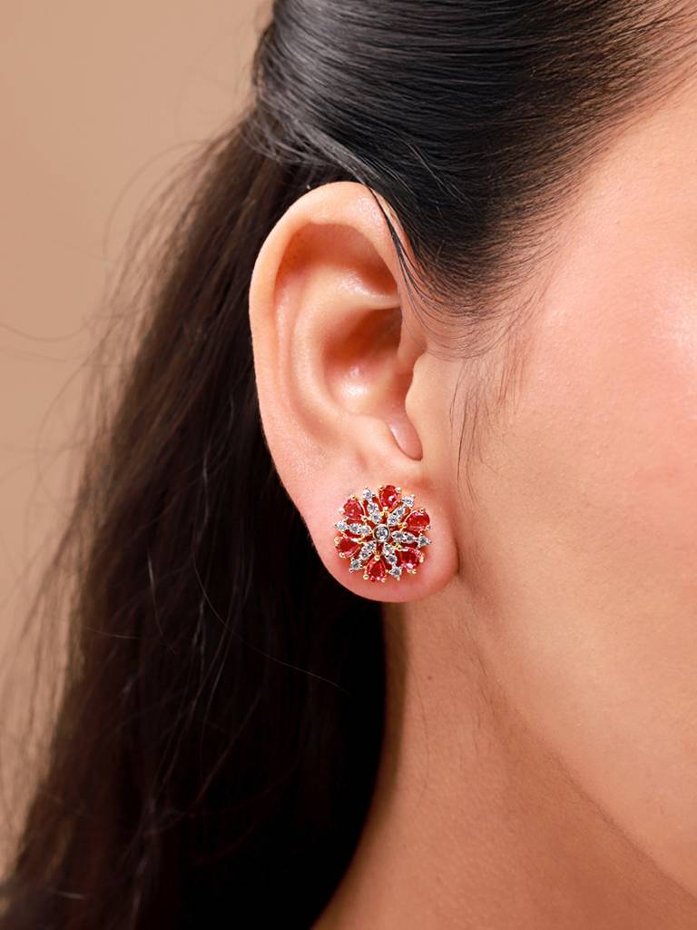 Gold Elegance Rosette Lumiere Stud Earrings : 8905124572841