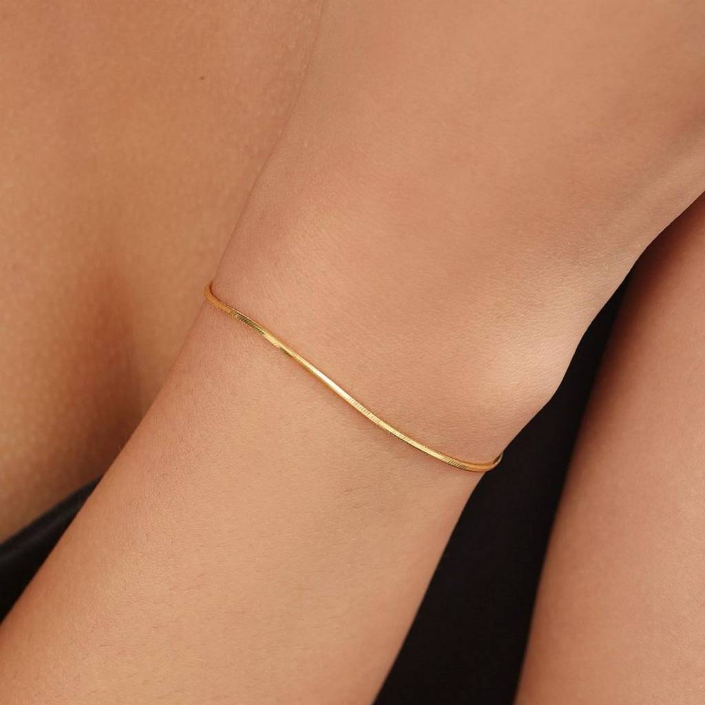 Golden Chainlink Gold Plated 925 Sterling Silver Chain Bracelet : BR-80380-G