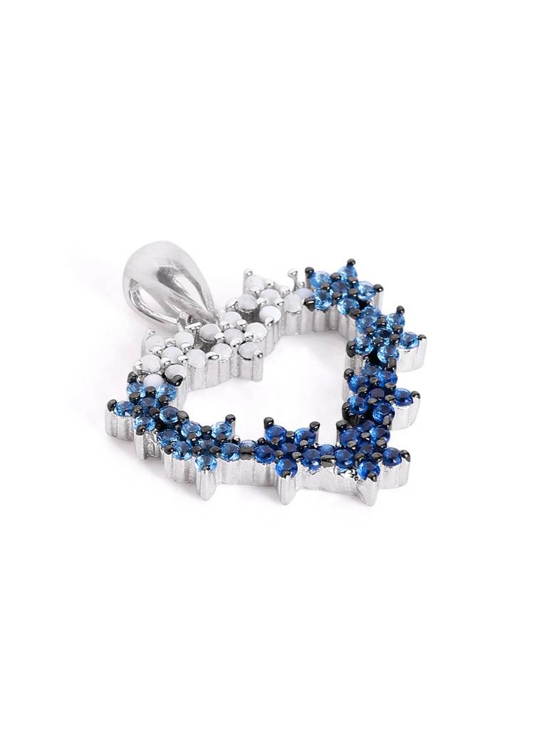 925 Silver Sapphire Blossom Heart Pendant : PH01085
