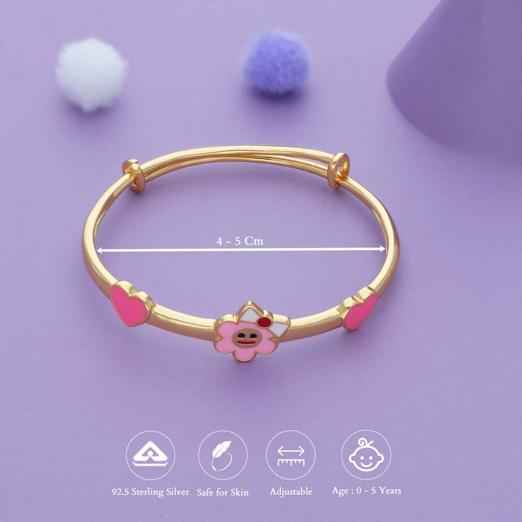 Little Sunshine Heart 18K Gold Polish Silver Kid Bangle (0-5 Yrs) : KBL-6-P