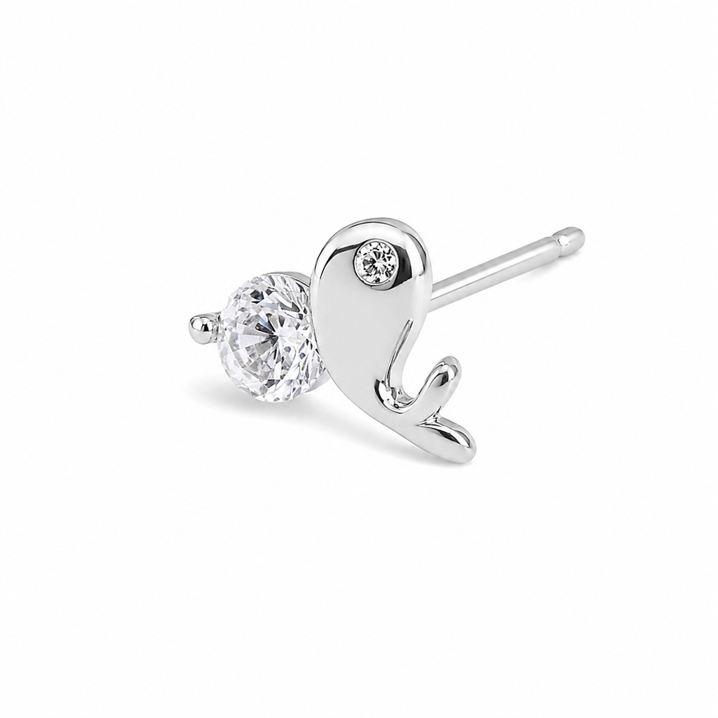 Silver Little Whale Solitaire Studs : WER00058