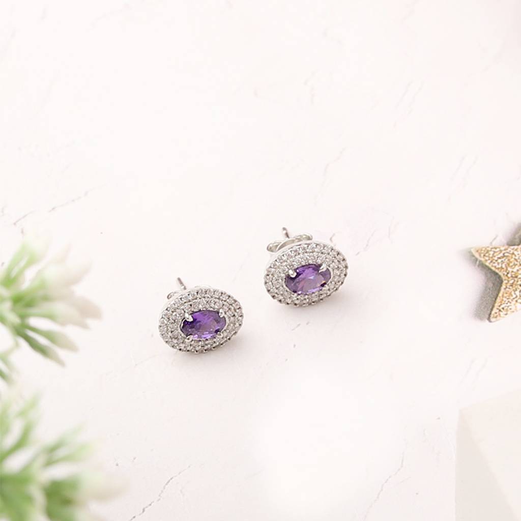 Iski Uski 925 Sterling Silver Bevan Amethyst Drop Earrings