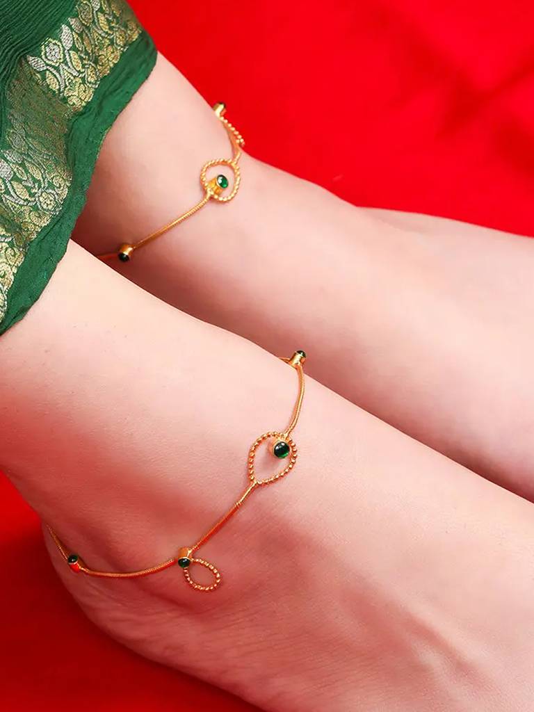 Silver 92.5 Drop Shapes Anklet : U080SO010LA0306