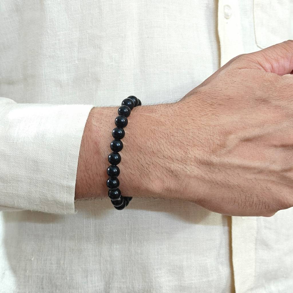 Natural Black Obsidian Bracelet : IS-BR-ST-1138