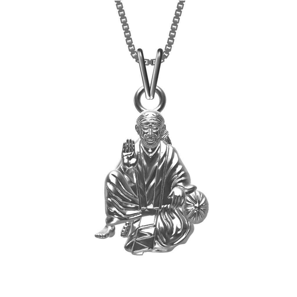 Silver Shree Sai Baba Pendant : ZLGDP-1018