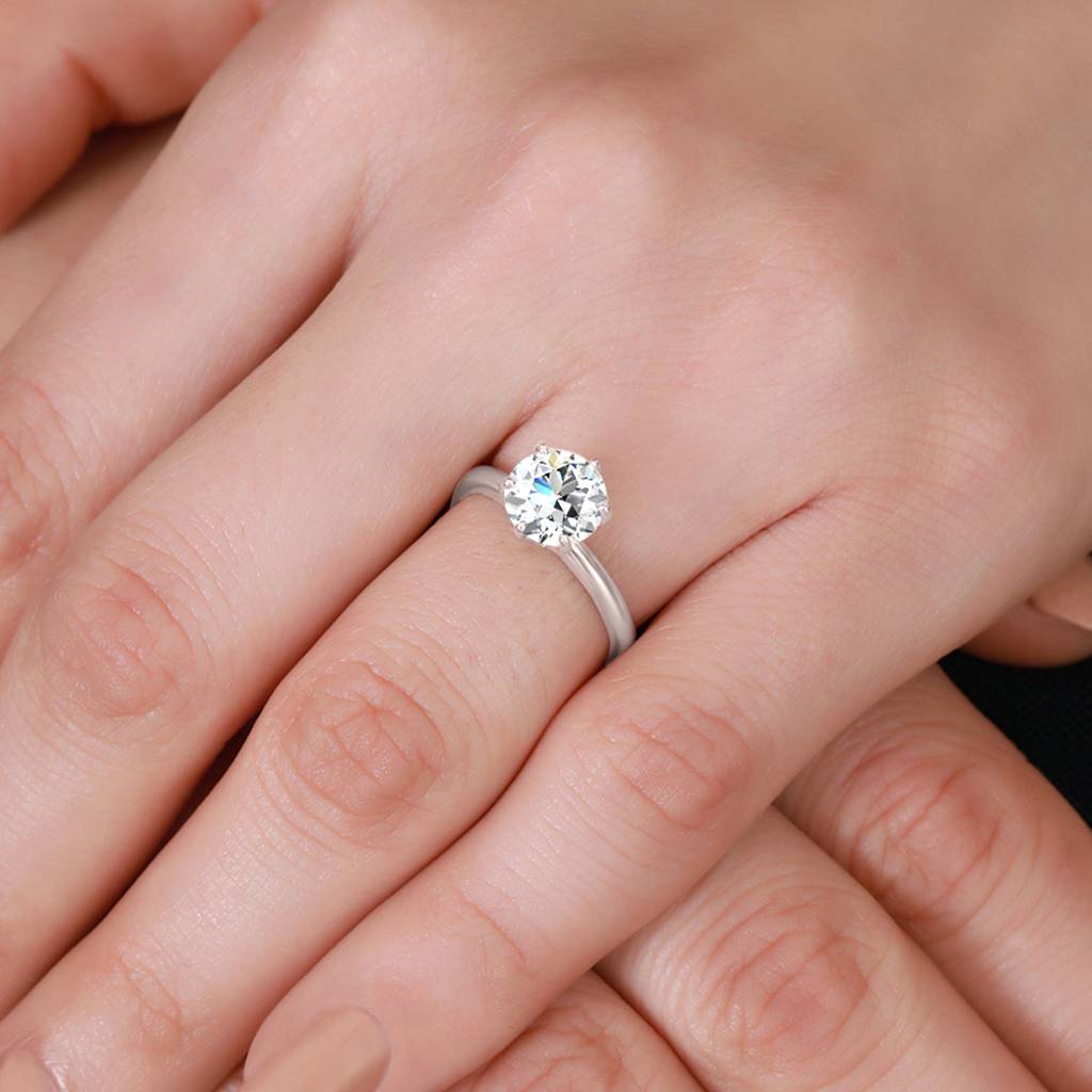 Solitaire Rhodium Plated 925 Sterling Silver Ring : RNG-40373-R