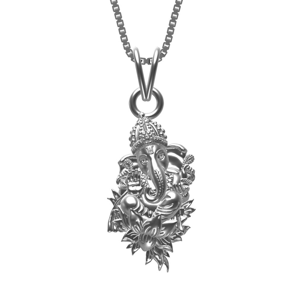 Silver Lord Ganesha Pendant For Blessing : ZLGDP-1013