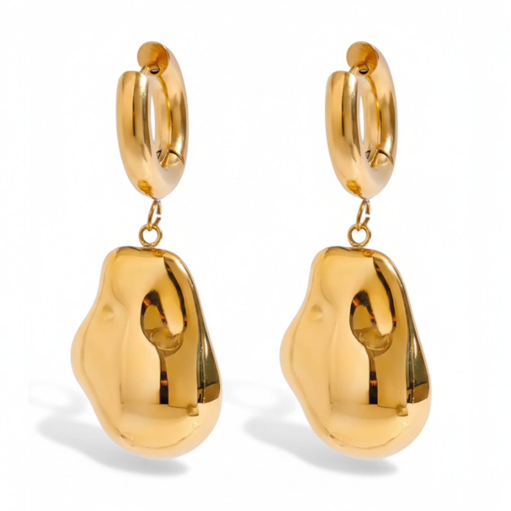 Simple Special-Shaped Steel Bead Pendant Earrings : CAO0007JND