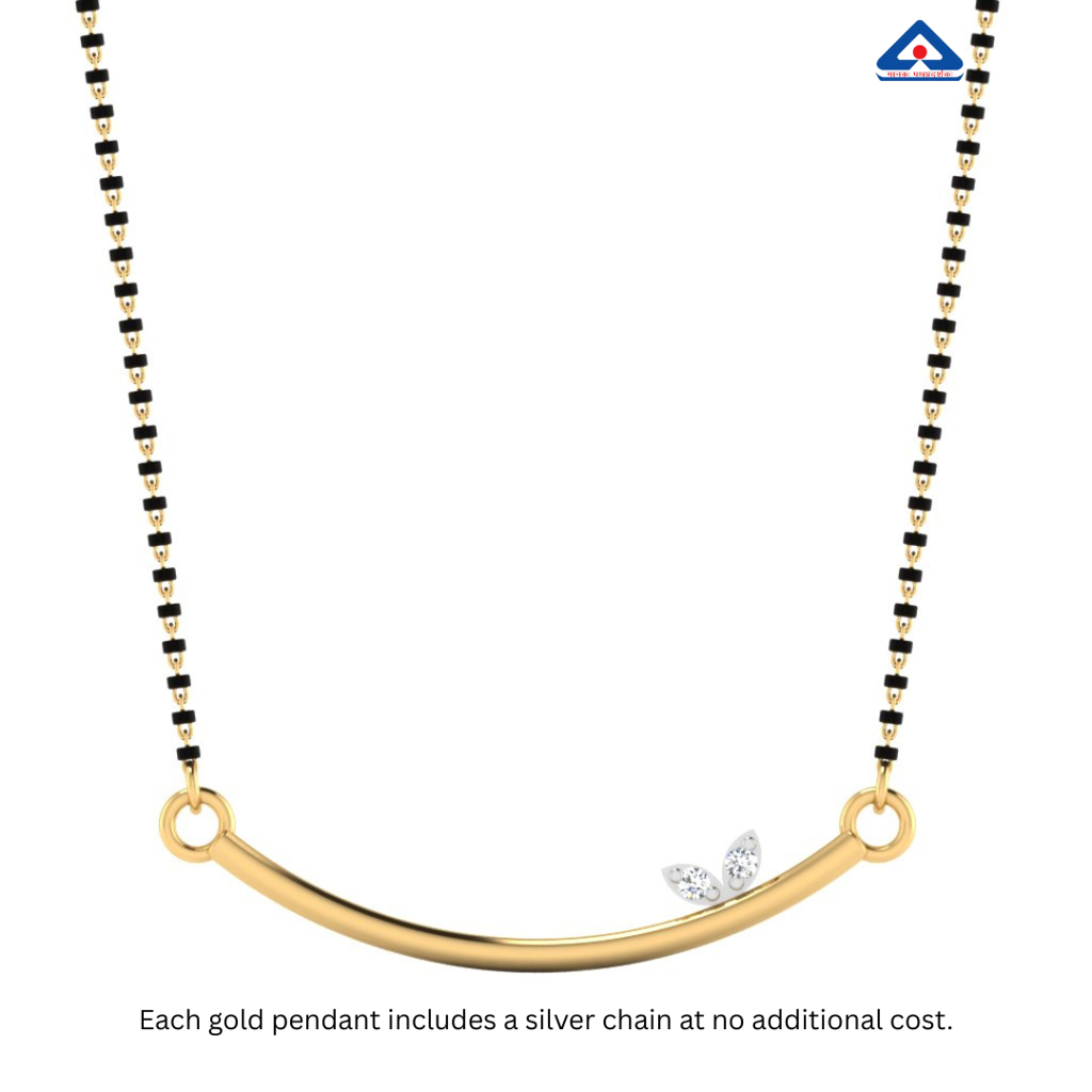 Certified Natural Diamond 18K Real Gold Zaro Mangalsutra Pendant : M-0185YG
