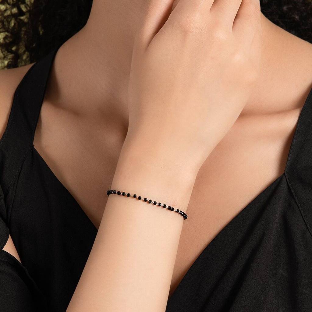 Divine Union Rhodium-Plated 925 Sterling Silver Mangalsutra Bracelet : BR-80213-S