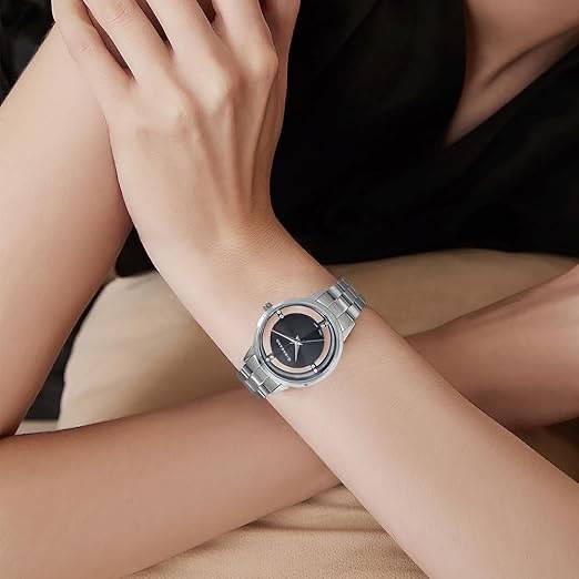 Giordano Analog Stylish Watch For Women With See-Through Dial With Crystal Accents And Stainless Steel Strap : GZ-60078-11