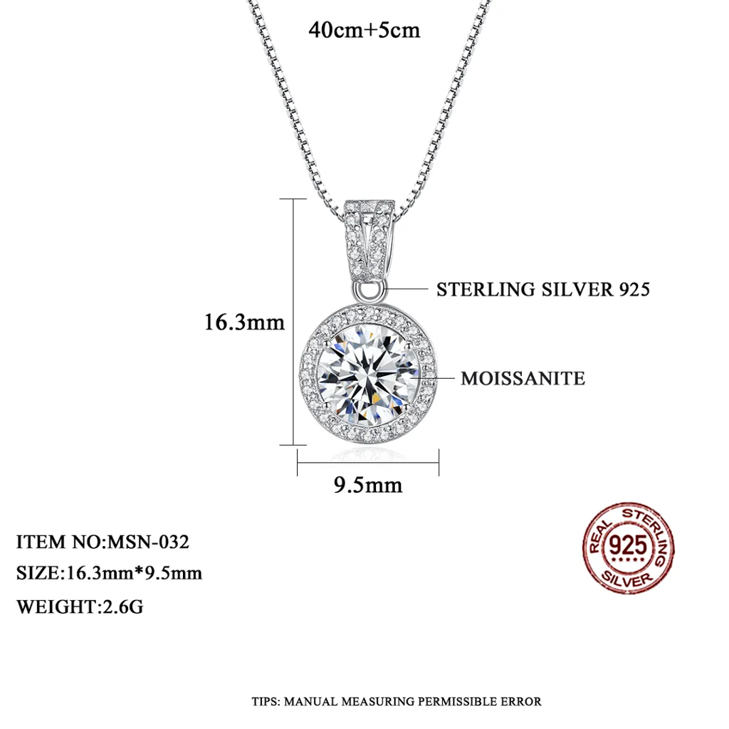 1 Ct Shimmer & Shine Silver Moissanite Pendant : ShimmerShine_1ct_MSN032