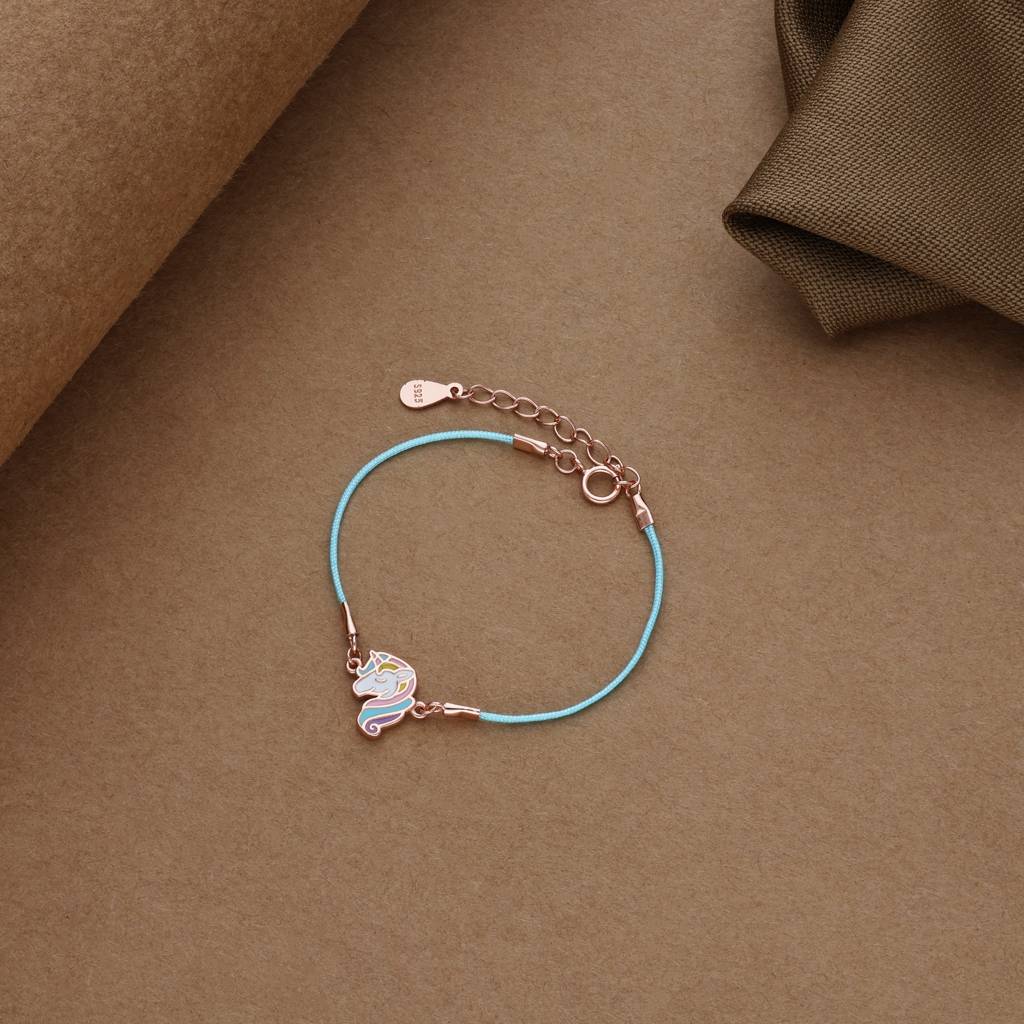 Sweet Unicorn Rose Gold 925 Thread Silver Bracelet(1-5Yrs) : KBT-14