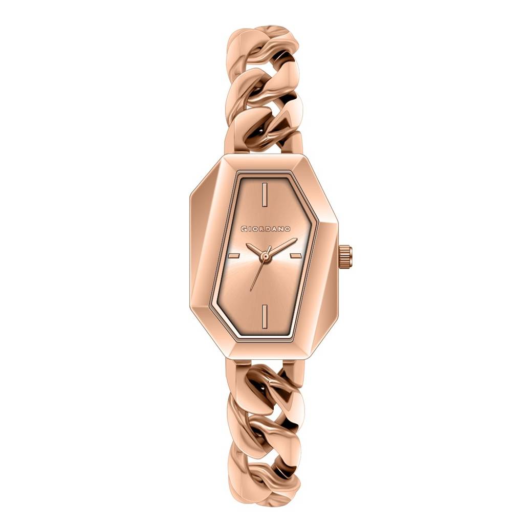 Giordano Stylish Analog Watch For Women Â Hexagon Dial, Trendy Chain Link Stainless Steel Strap, Elegant Dress : GZ-60122-22