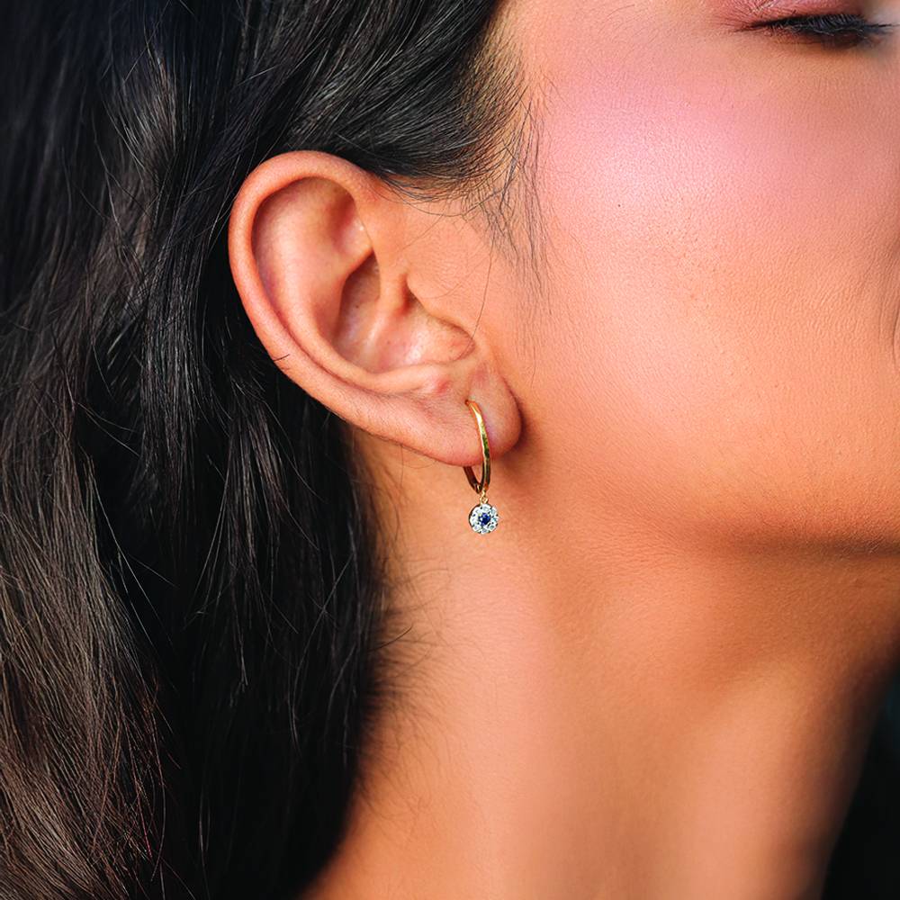 Evil Eye Huggies - Lab Diamond Earrings : LLER0110