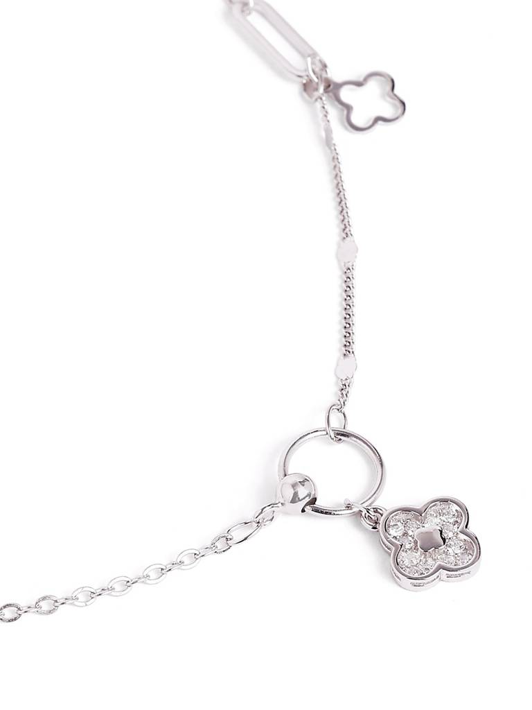 Silver Urban Clover Drop Adjustable Anklet : WAN00030