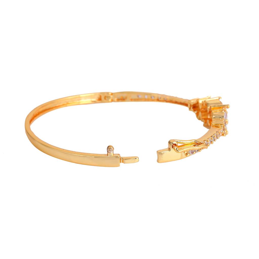 Eternal Spark: Sleek & Dazzling Gold Plated American Diamond Bracelet For Women : AD-080-IGWEBR