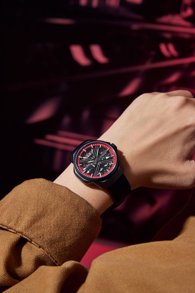 Premier Xapphire Collection Automatic Watch For Men With Round Skeleton Dial, Exposed-Gear Design, Luminous Hand : GZ-50232-02