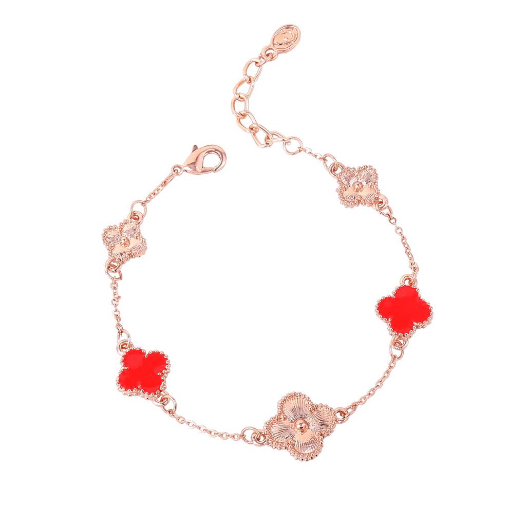 Estele Trendy Clover Leafy Style Adjustable Charm Bracelet For Women : 102184-RGRDBR